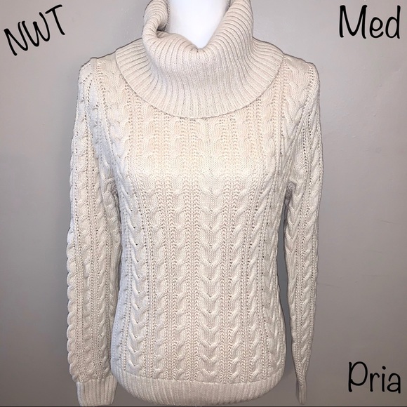 Pria Sweaters - NWT Pria Light Beige Turtleneck Sweater, Size Med